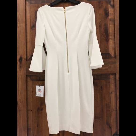 White Calvin Klein bell sleeve dress - Picture 2 of 6